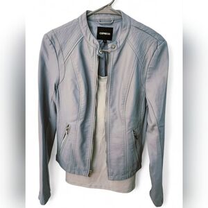 Express Women's Baby Blue Leather Jacket With New Express Baby Blue Tank Top
